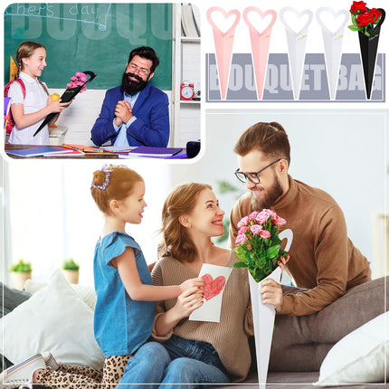 Flower Wrapping Paper 46.5x18cm White Pink Black 30 Sheets Gift Bouquet Packaging.