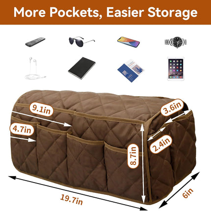 Armrest Organizer Car Storage Caddy with Phone Book Magazine Pen Holder 18.7×8.7×6inch Brown.