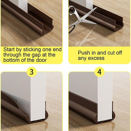 Adjustable Draft Stopper Door Strip Cushion Double Sided Draft Guard Durable Insulation 93cm Brown.