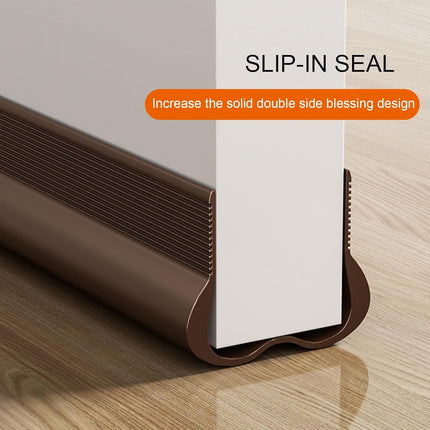 Adjustable Draft Stopper Door Strip Cushion Double Sided Draft Guard Durable Insulation 93cm Brown.