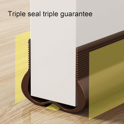 Adjustable Draft Stopper Door Strip Cushion Double Sided Draft Guard Durable Insulation 93cm Brown.