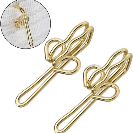 Curtain Hooks 3x1cm Gold Metal Clips Pack of 100 Heavy Duty Curtain Runners Hangers for Window Curtain Installation.
