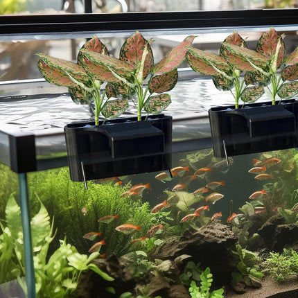 Hydroponic Aquarium Plant Holder 2 Pack Black 9x9x6cm for Aquascape Plant Cultivation.