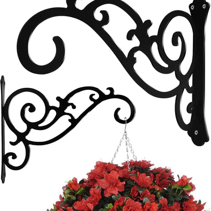 Hanging Basket Wall Planter Indoor Outdoor 5.5x6 Inch Black 2 Pack.