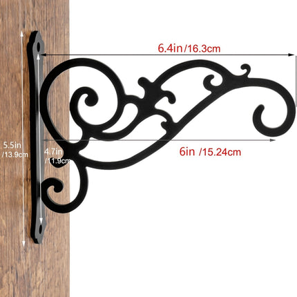 Hanging Basket Wall Planter Indoor Outdoor 5.5x6 Inch Black 2 Pack.