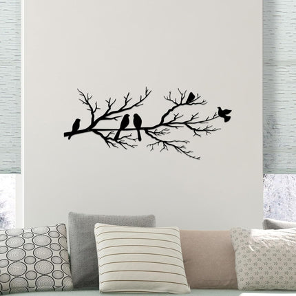 Black Metal Bird Wall Decor - Indoor/Outdoor Wall Accessory for Balcony Garden Living Room - Home Decoration Piece.