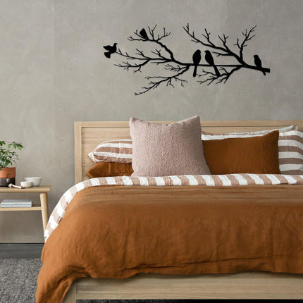 Black Metal Bird Wall Decor - Indoor/Outdoor Wall Accessory for Balcony Garden Living Room - Home Decoration Piece.
