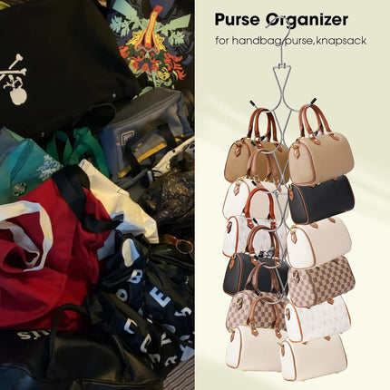 12 Hook 360° Rotating Multifunctional Hanger for Scarves Bags Hats - Silver Closet Organizer.