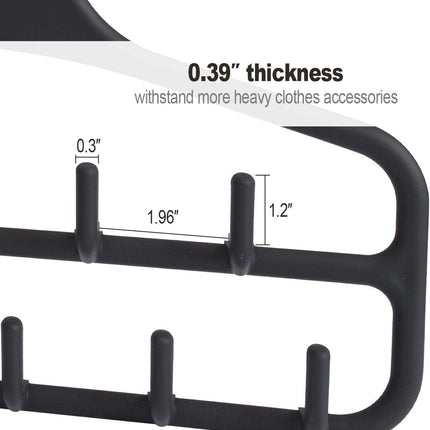 Clothing Closet Organizer with 11 Non-Slip Hooks 360° Rotatable Black.