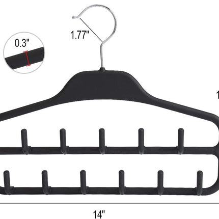 Clothing Closet Organizer with 11 Non-Slip Hooks 360° Rotatable Black.