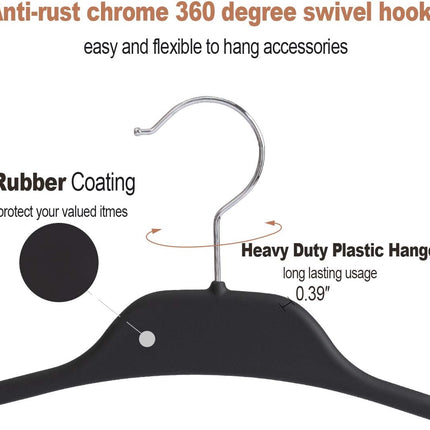 Clothing Closet Organizer with 11 Non-Slip Hooks 360° Rotatable Black.