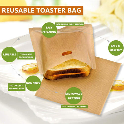 10 Reusable Toaster Bags Non-Stick Toast Pockets for Bread Toaster Grill Contact Grill.