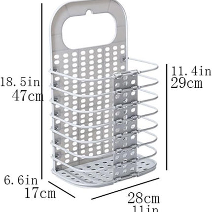 Collapsible Laundry Hamper - Foldable Space-Saving Design - Ideal for Bathroom & Small Spaces - Includes Self-Adhesive Hook - Grey - Set of 1.