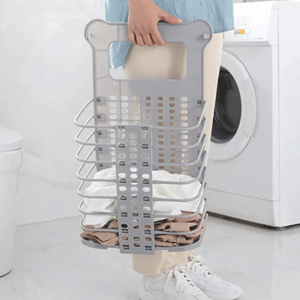 Collapsible Laundry Hamper - Foldable Space-Saving Design - Ideal for Bathroom & Small Spaces - Includes Self-Adhesive Hook - Grey - Set of 1.