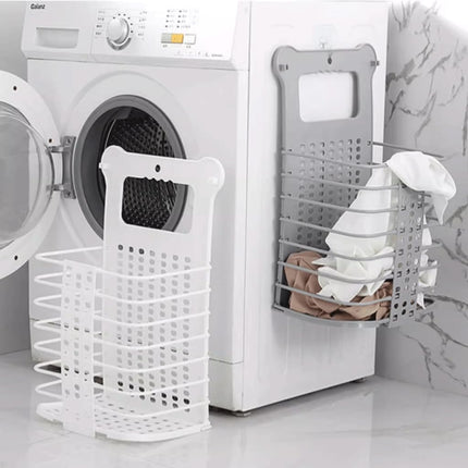 Collapsible Laundry Hamper - Foldable Space-Saving Design - Ideal for Bathroom & Small Spaces - Includes Self-Adhesive Hook - Grey - Set of 1.