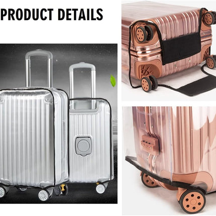 3 Pack Transparent PVC Suitcase Cover - Waterproof Luggage Protector with Velcro Closure for 20 24 28 Inch Suitcases.