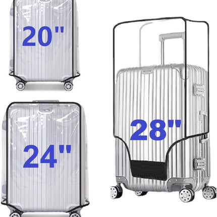 3 Pack Transparent PVC Suitcase Cover - Waterproof Luggage Protector with Velcro Closure for 20 24 28 Inch Suitcases.