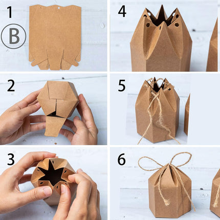 9 Pack Kraft Paper Gift Boxes with Jute String for Treats Party Wedding Favors.