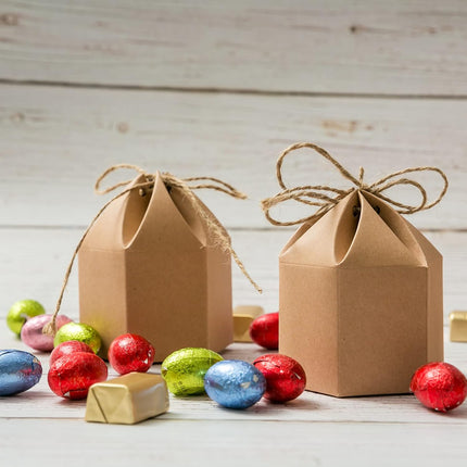 9 Pack Kraft Paper Gift Boxes with Jute String for Treats Party Wedding Favors.