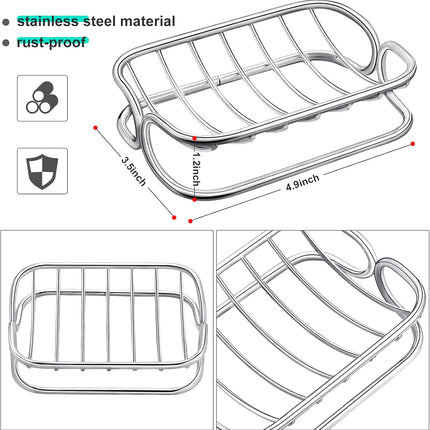 Silver Self-Draining Soap Dish for Bathroom & Shower - 1 Piece.