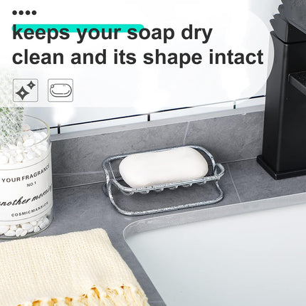 Silver Self-Draining Soap Dish for Bathroom & Shower - 1 Piece.