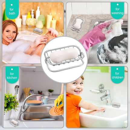 Silver Self-Draining Soap Dish for Bathroom & Shower - 1 Piece.