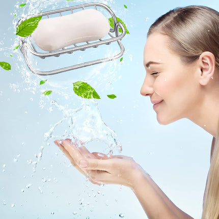 Silver Self-Draining Soap Dish for Bathroom & Shower - 1 Piece.