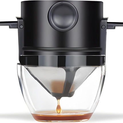 Reusable Stainless Steel Pour Over Coffee Dripper Filter Holder for Sustainable Slow Coffee at Home & Travel Black.
