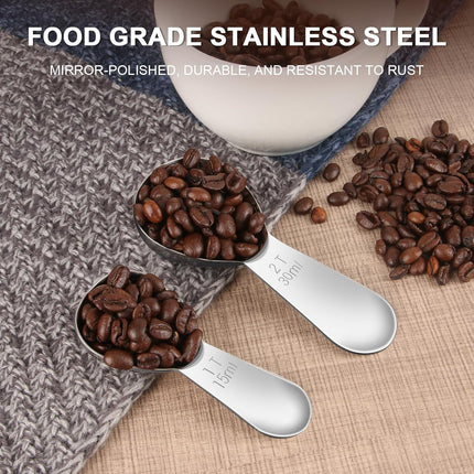 15ml & 30ml Stainless Steel Coffee Measuring Spoons Set - Heavy Duty Long Handle for Coffee Machines - Multifunctional Coffee Scoops Pack of 2.