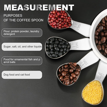 15ml & 30ml Stainless Steel Coffee Measuring Spoons Set - Heavy Duty Long Handle for Coffee Machines - Multifunctional Coffee Scoops Pack of 2.