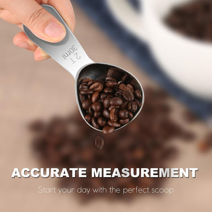 15ml & 30ml Stainless Steel Coffee Measuring Spoons Set - Heavy Duty Long Handle for Coffee Machines - Multifunctional Coffee Scoops Pack of 2.