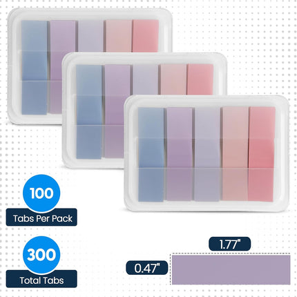 300 Transparent Writable Page Markers in Dispenser 5 Colours for Books and Studying 3 Pack.