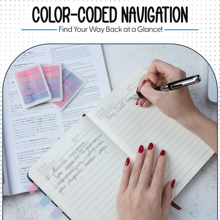 300 Transparent Writable Page Markers in Dispenser 5 Colours for Books and Studying 3 Pack.