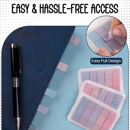 300 Transparent Writable Page Markers in Dispenser 5 Colours for Books and Studying 3 Pack.