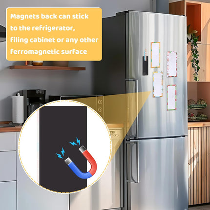 Magnetic Fruit Design Notepads 4 Pack 200 Sheets with Pen Holder for Refrigerator Grocery List.