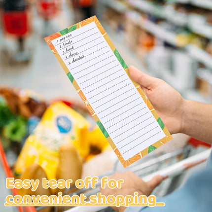 Magnetic Fruit Design Notepads 4 Pack 200 Sheets with Pen Holder for Refrigerator Grocery List.