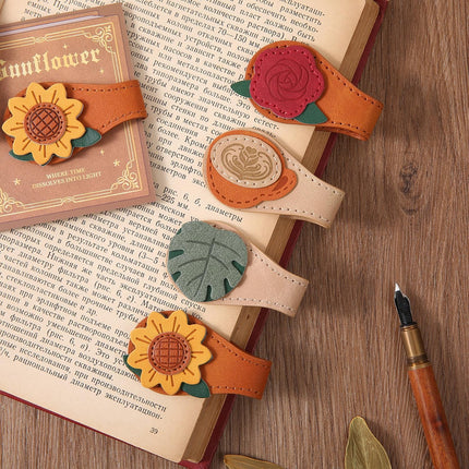 Set of 4 Magnetic Bookmarks - Leather & Vintage Design - Perfect Gift for Book Lovers & Readers.