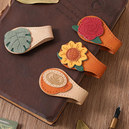 Set of 4 Magnetic Bookmarks - Leather & Vintage Design - Perfect Gift for Book Lovers & Readers.