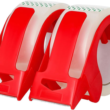2 Pack Packaging Tape with Dispenser Strong Transparent Adhesive Tape for Boxes Moving Parcels.