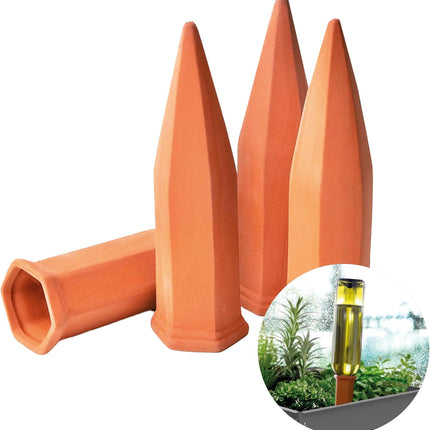 4-Pack Self-Watering Terracotta Plant Watering Stakes Automatic Drip Irrigation System for Indoor Outdoor Plants Vacation Plant Care.