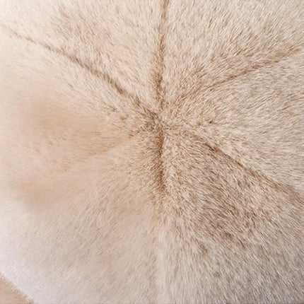Beige Fluffy Faux Fur Hat Soft Plush Warm Winter Accessory.