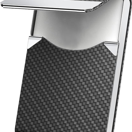Men's PU Leather and Stainless Steel Magnetic Closure Credit Card Holder Luxury Business Card Case Black.