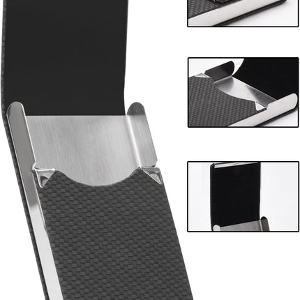Men's PU Leather and Stainless Steel Magnetic Closure Credit Card Holder Luxury Business Card Case Black.