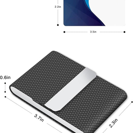 Men's PU Leather and Stainless Steel Magnetic Closure Credit Card Holder Luxury Business Card Case Black.