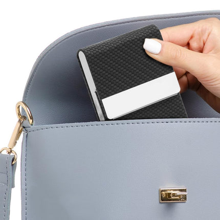 Men's PU Leather and Stainless Steel Magnetic Closure Credit Card Holder Luxury Business Card Case Black.