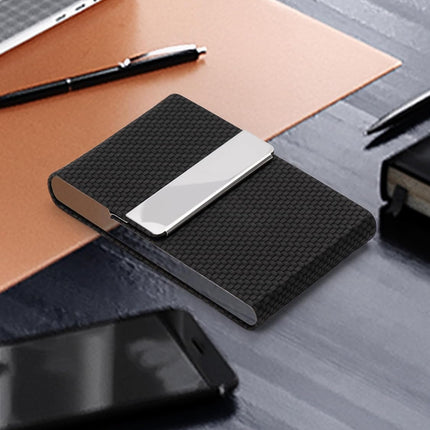 Men's PU Leather and Stainless Steel Magnetic Closure Credit Card Holder Luxury Business Card Case Black.