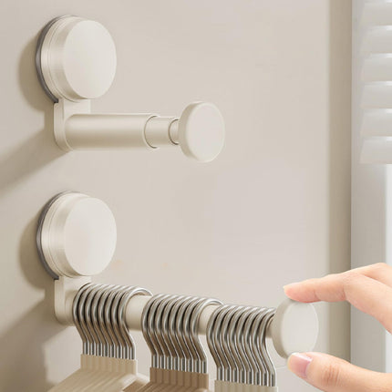2 Pack Telescopic Rod Suction Cup Hanger Holder Wall Mounted Clothes Organizer.