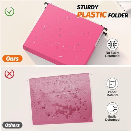 A4 Hanging Folders Set of 6 with Extendable Bottom Large Capacity Plastic Filing Folders with Tabs for Filing Cabinet.