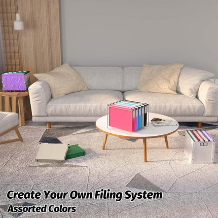A4 Hanging Folders Set of 6 with Extendable Bottom Large Capacity Plastic Filing Folders with Tabs for Filing Cabinet.