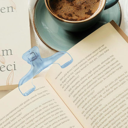 2 Pack Transparent Cookbook & Music Book Page Holders - Hands-Free Reading Clips - Blue Book Stand Accessories.